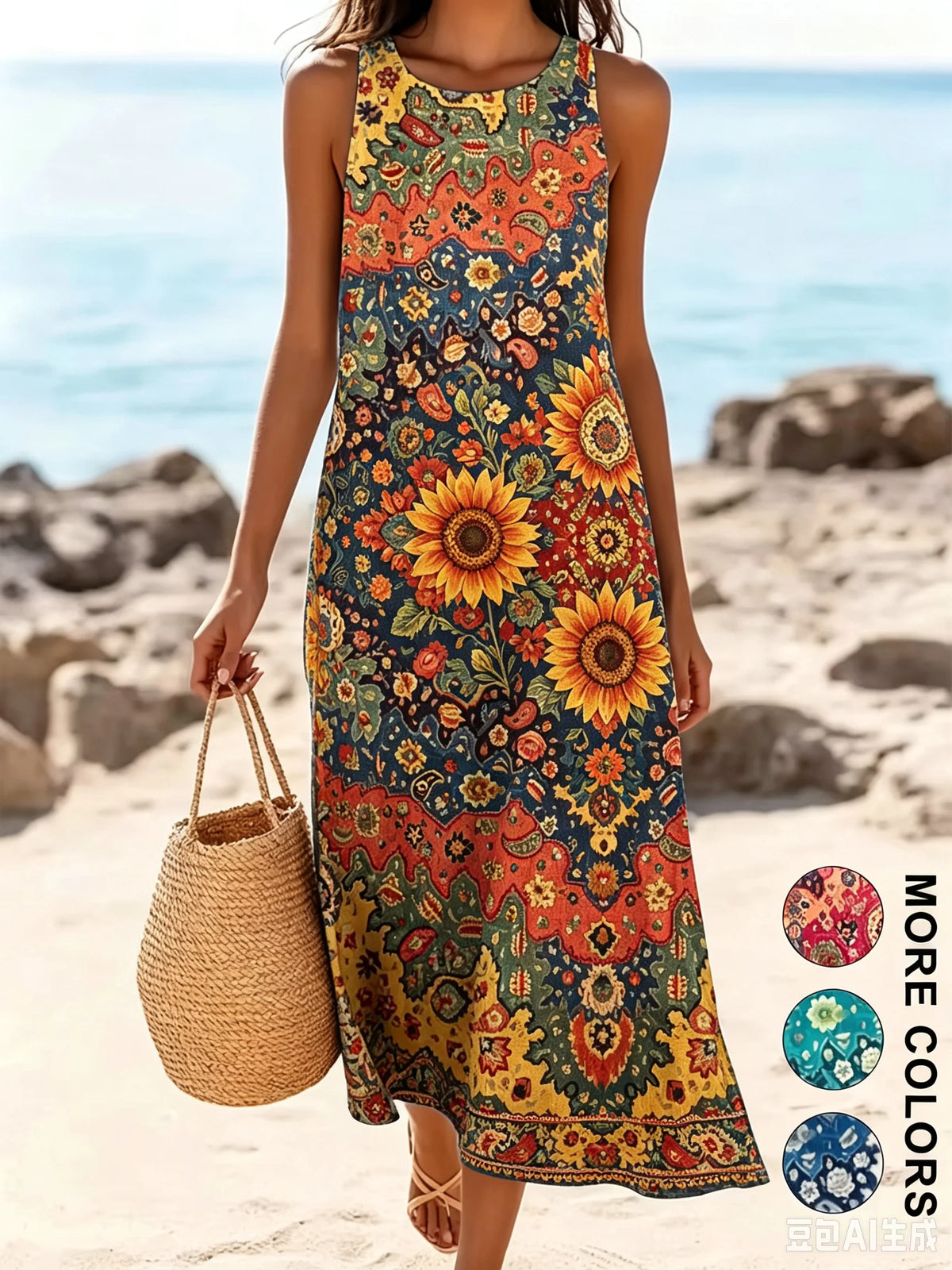 Women's  Casual Beach Sundress With Pockets