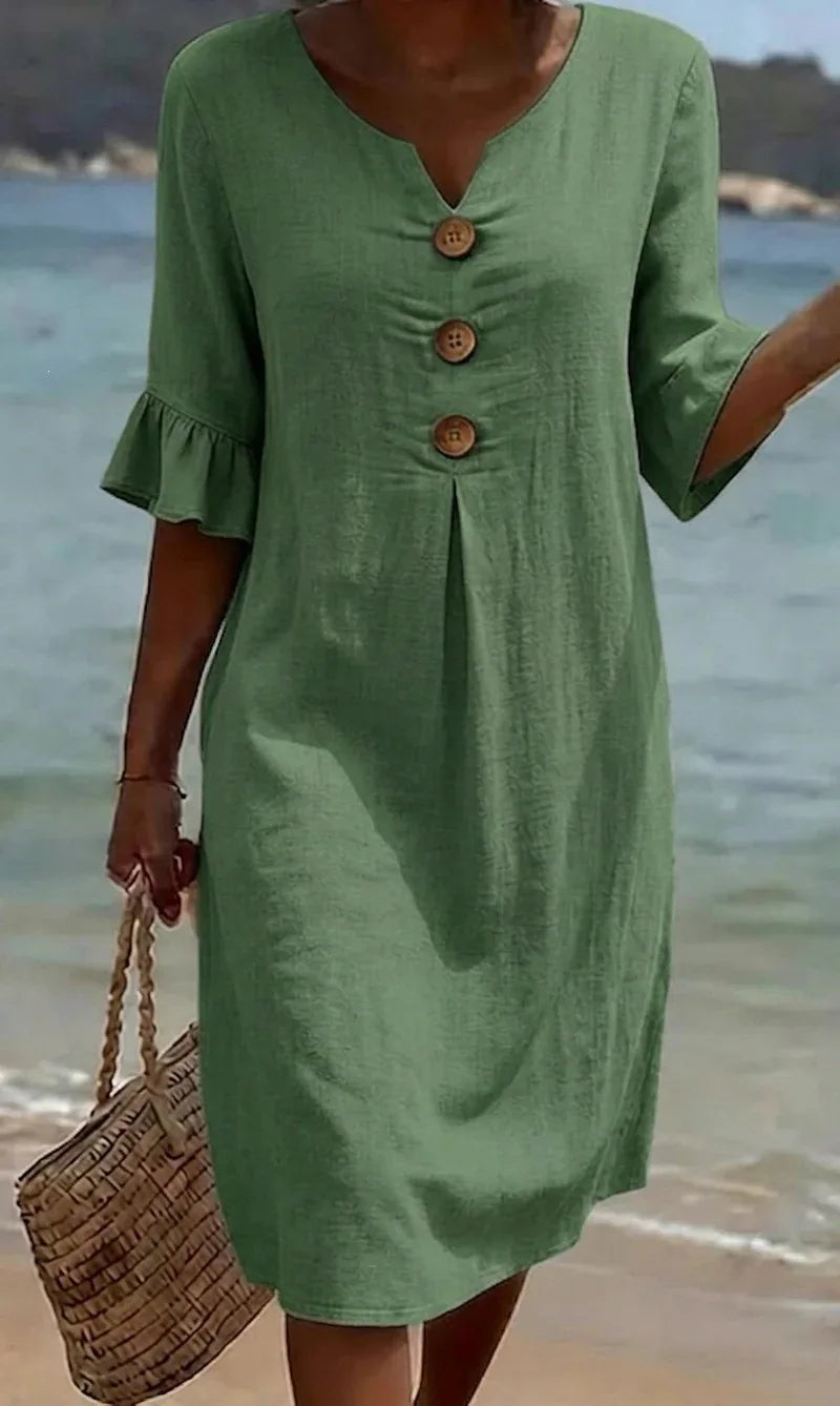 Linen Cross-Border V-Neck Dress Spring and Summer