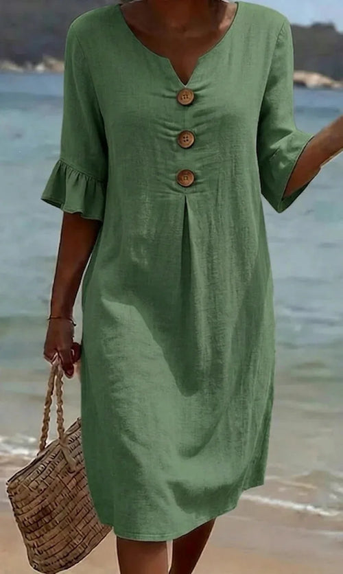 Linen Cross-Border V-Neck Dress Spring and Summer
