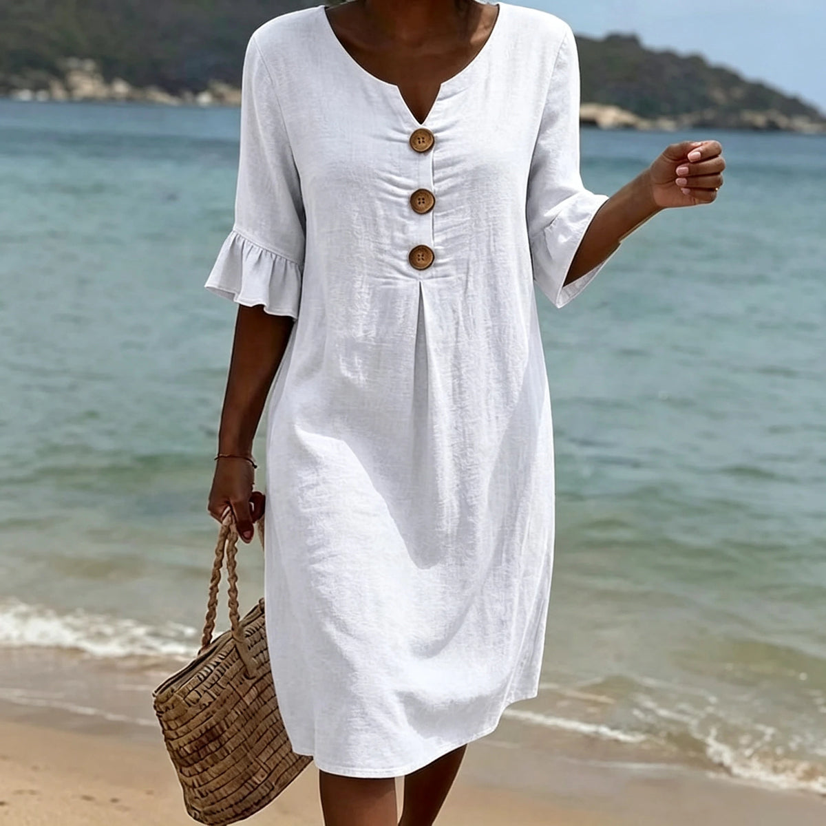 Linen Cross-Border V-Neck Dress Spring and Summer
